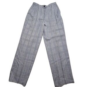 Pendleton Country Sophisticates Vintage Plaid Pleated Pants Grey Rayon Size 12